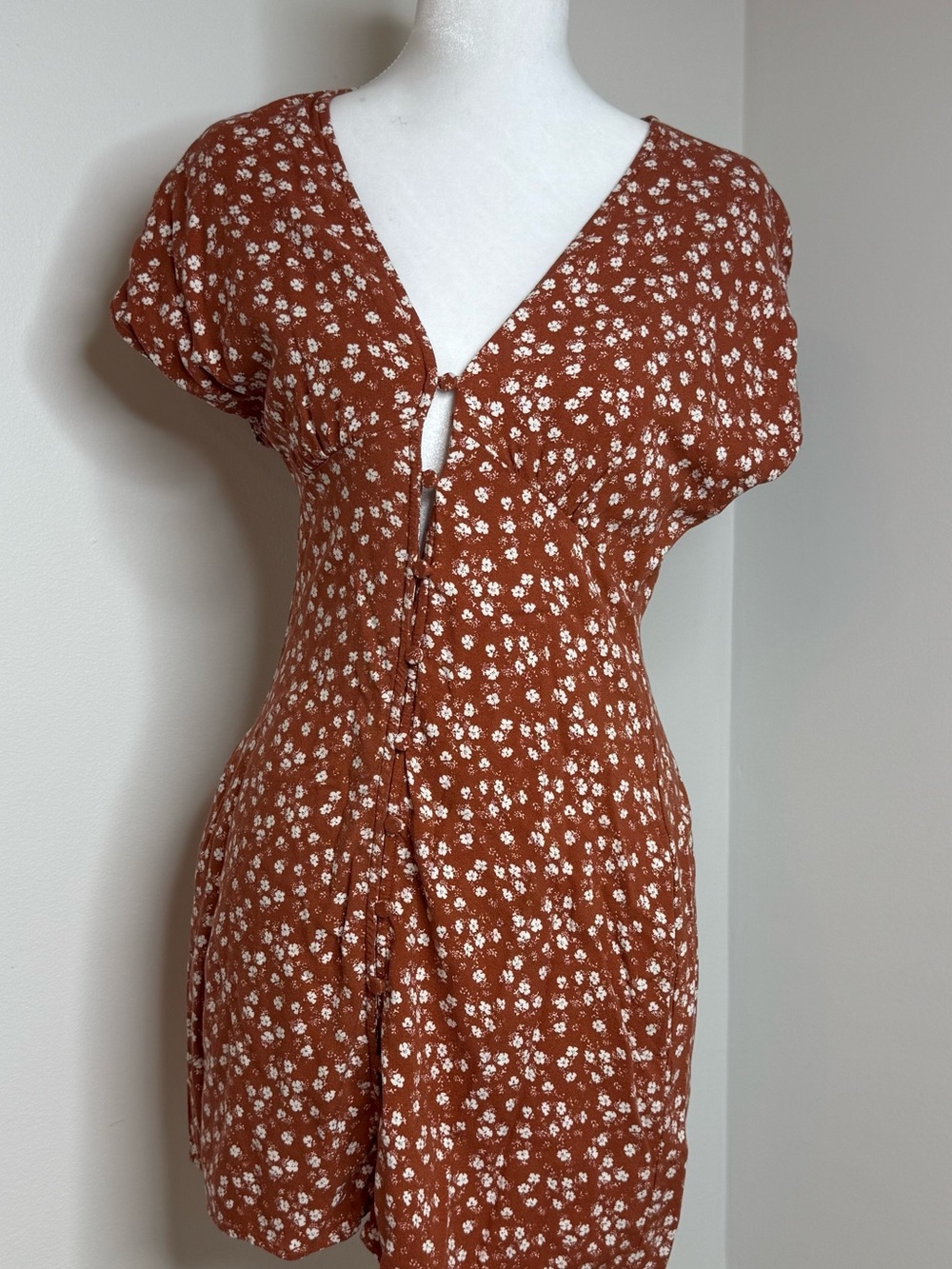 Abercrombie & Fitch Rust Brown Floral Mini Dress